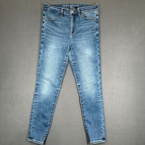 American Eagle Outfitters Jeans 8 Womens Blue Denim Stretch High Rise Jegging